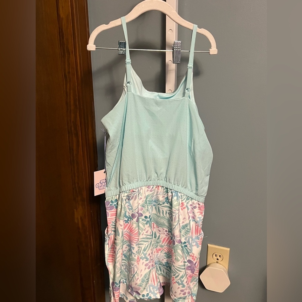More than Magic Floral Print Short Romper in Mint and Pink NWT Large 10-12 - Picture 4 of 4